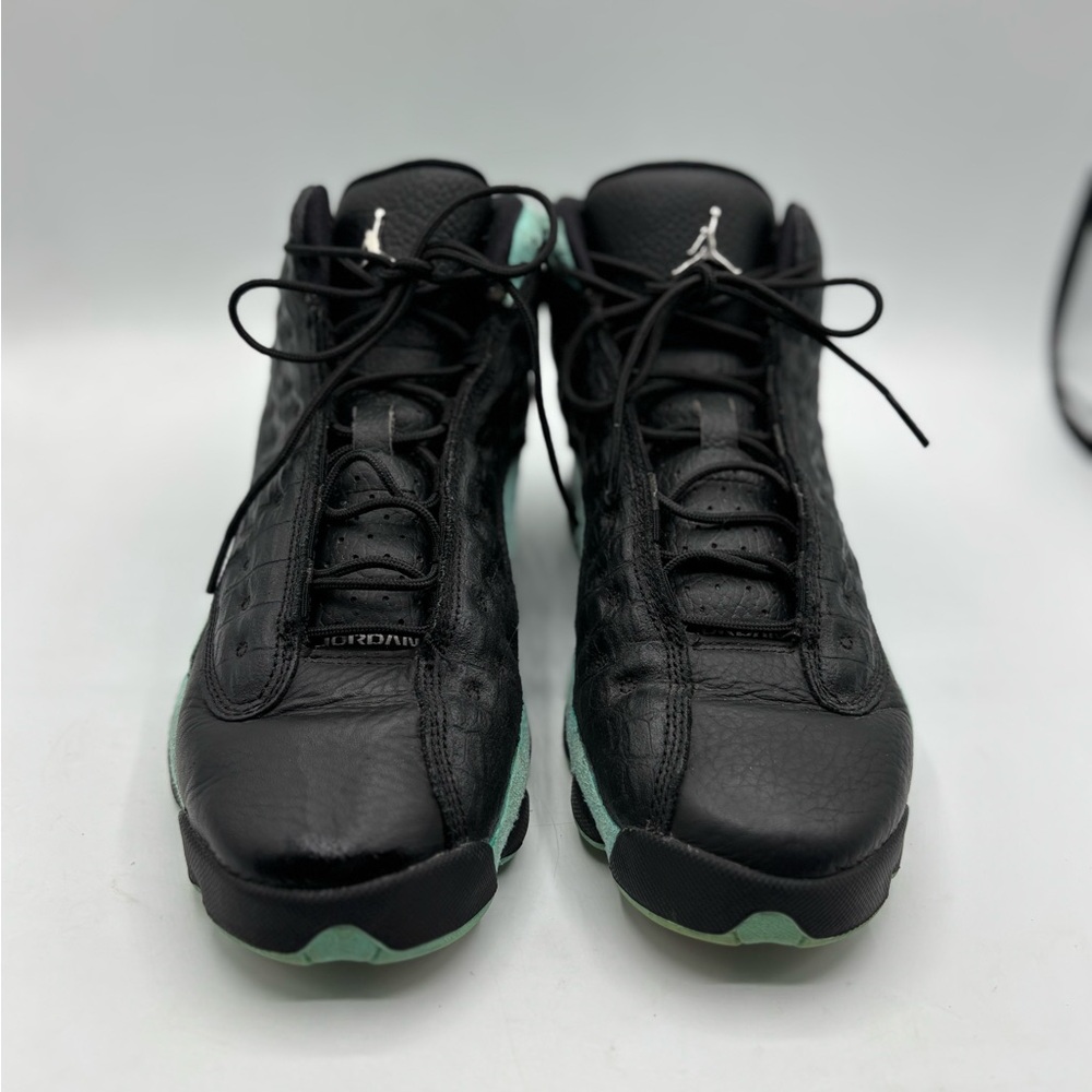 Jordan Kids Black and Teal Suede-Trim Basketball Sneakers - Picture 2 of 9